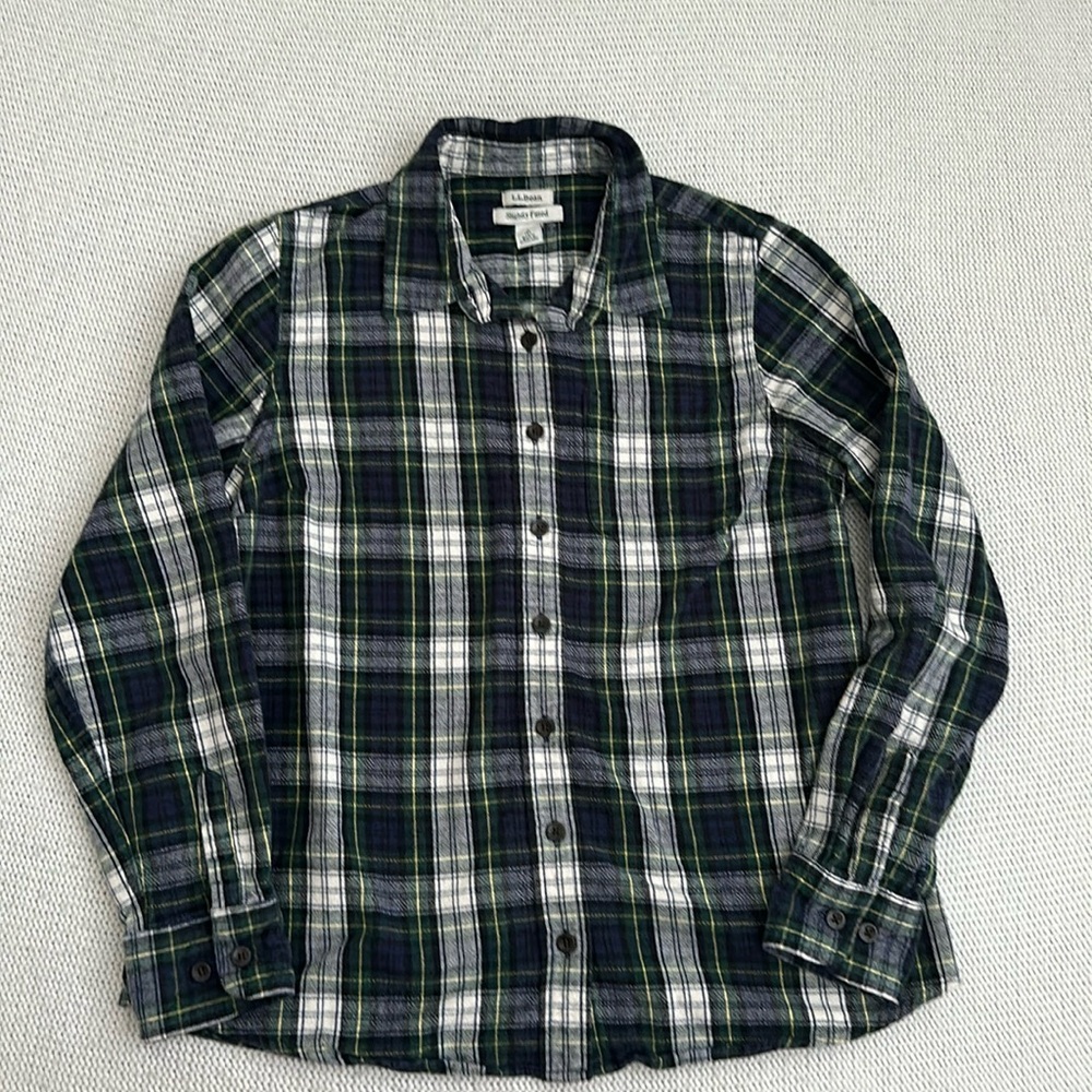 LL Bean 100% Cotton Plaid Button Down Shirt Size Small